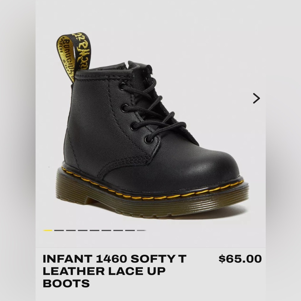 Dr. Martens INFANT 1460 SOFTY T LEATHER LACE UP BOOTS